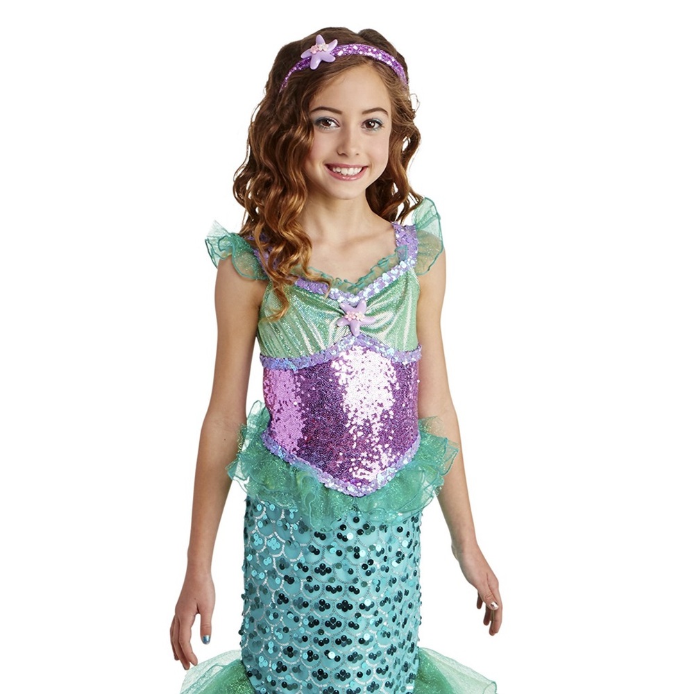 NEW IN PACKAGE Girls Deluxe Blue Seas Mermaid costume in teal/lavender/green.
